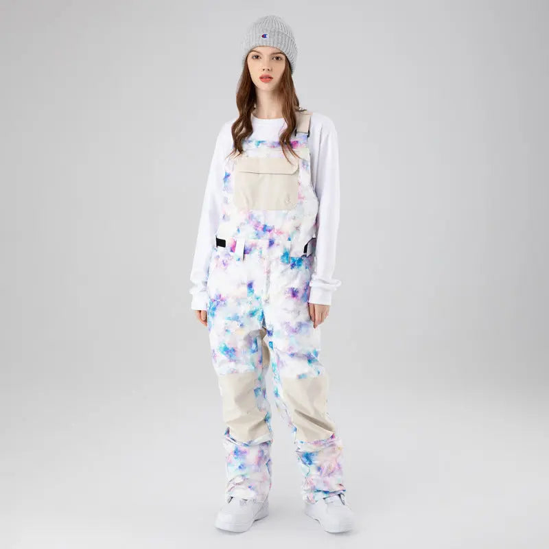 Women Tie Dye Ski Overall Bib Pants