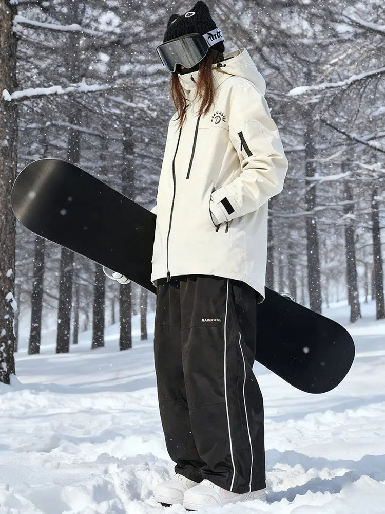 Women Vintage Hooded Ski Jacket & Baggy Ski Pants