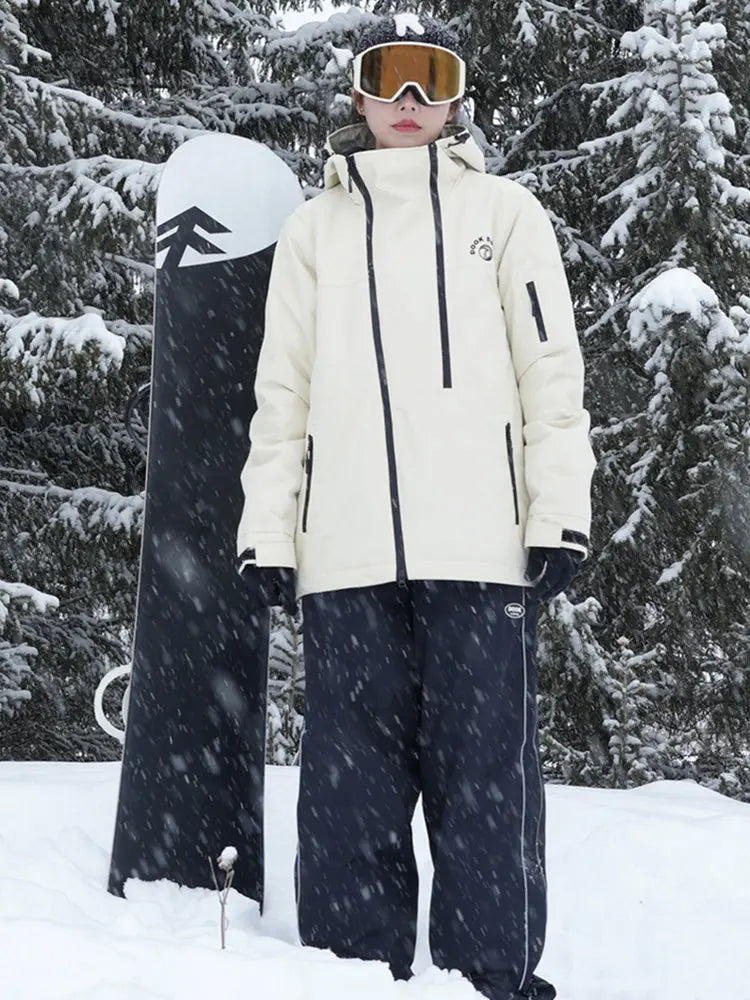 Women Vintage Hooded Ski Jacket & Baggy Ski Pants