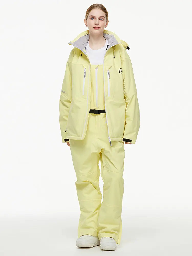 Women's Arctic Queen Mountain Windbreaker Thermal Snow Suits with Overalls Bibs