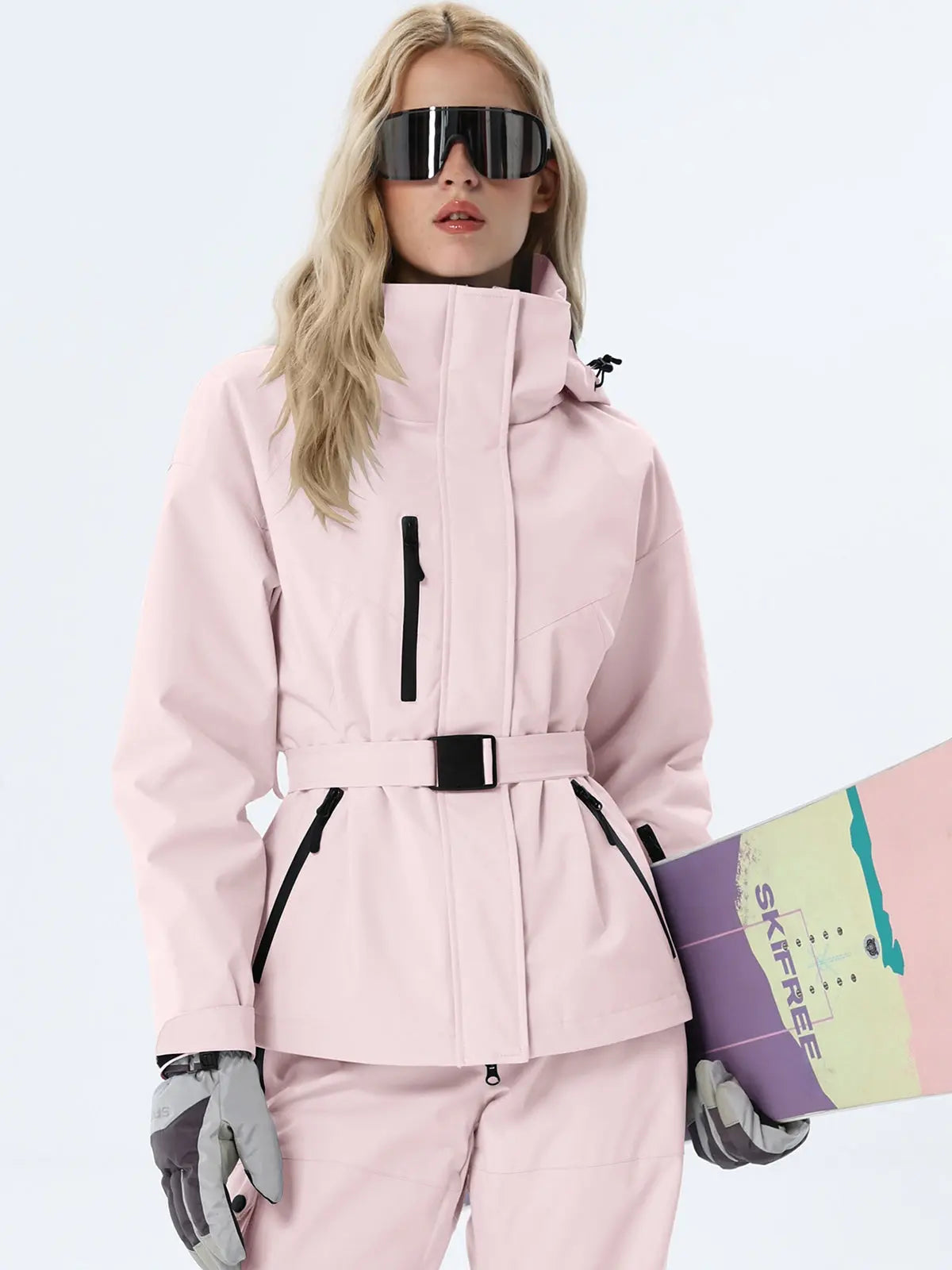 Women's Coordinated Belted Snow Jacket and Pants
