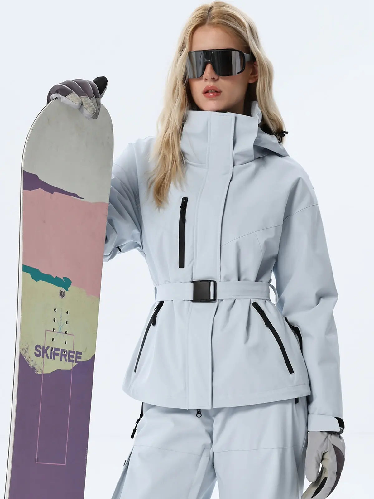 Women's Coordinated Belted Snow Jacket and Pants
