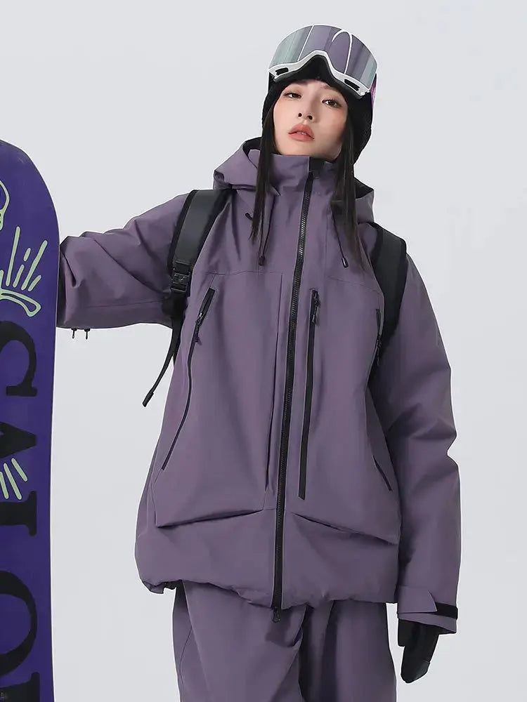 Women's High collar Ski Jacket Baggy Snow Jacket for Winter