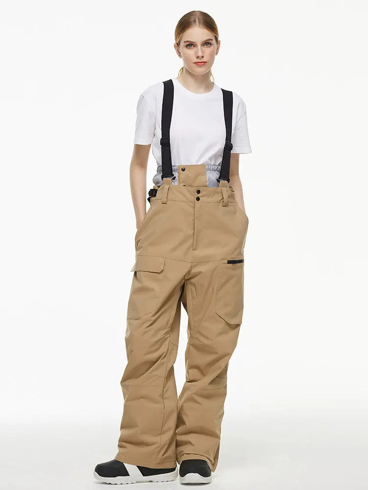 Women's Loose Fit Snow Bibs Pants Winter Snowboard Overalls