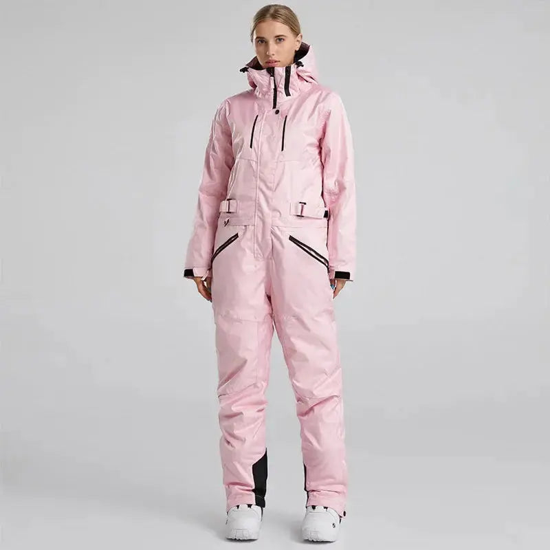 Women's White One Piece Snow Jumpsuits Ski Suits 