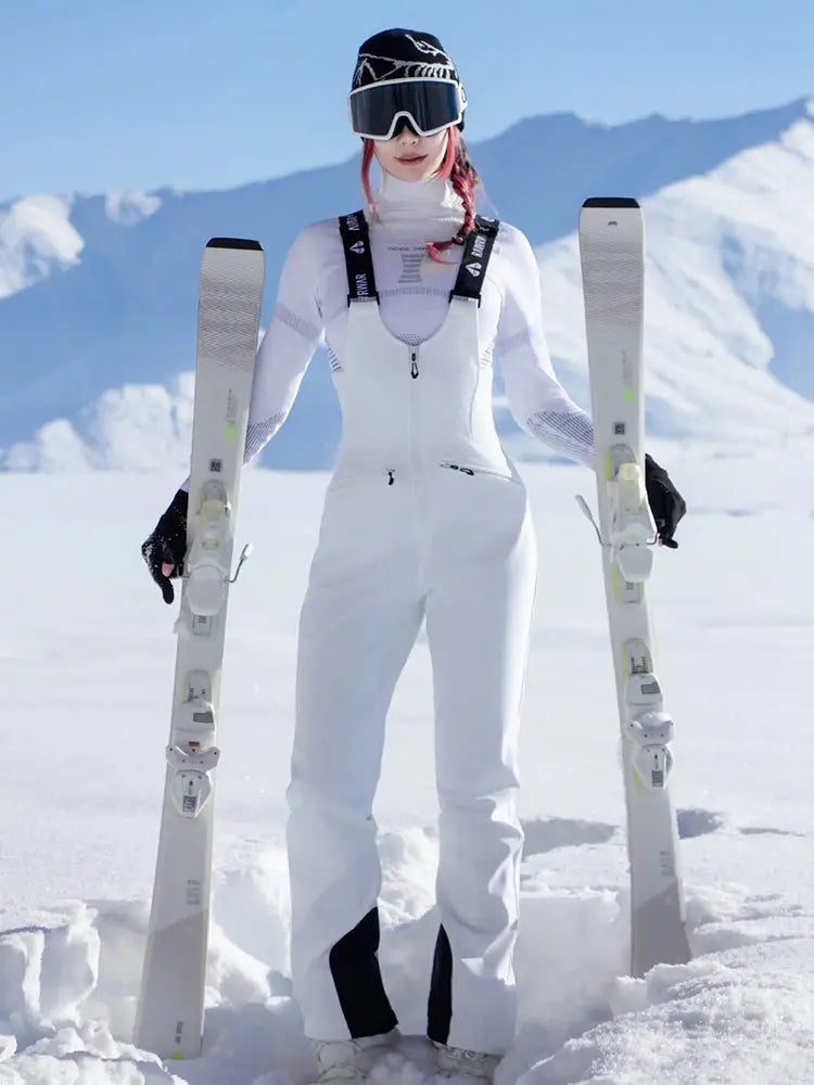 Women's Solid Color Ski Bib Overalls